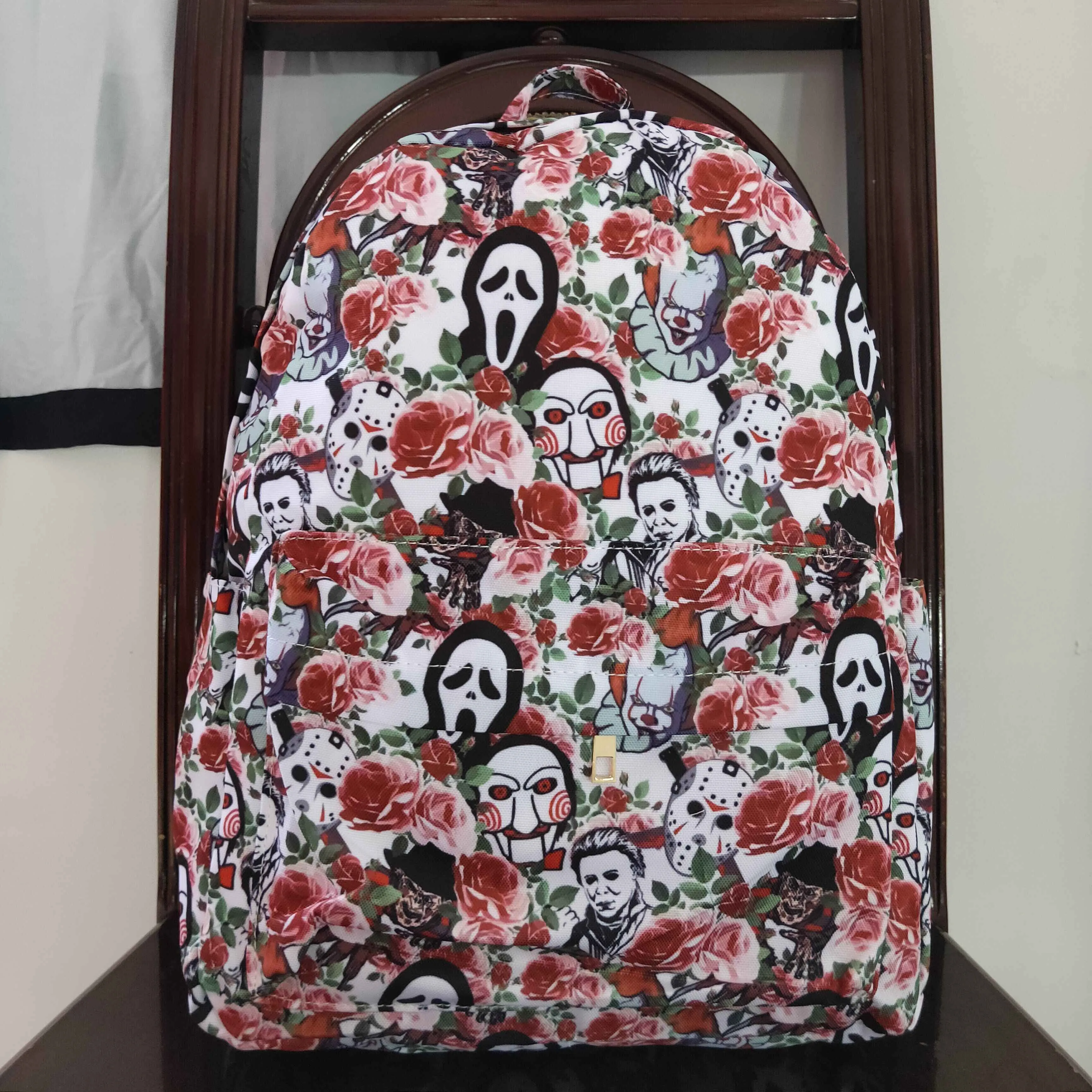 Halloween skull floral print backpack bag BA0060