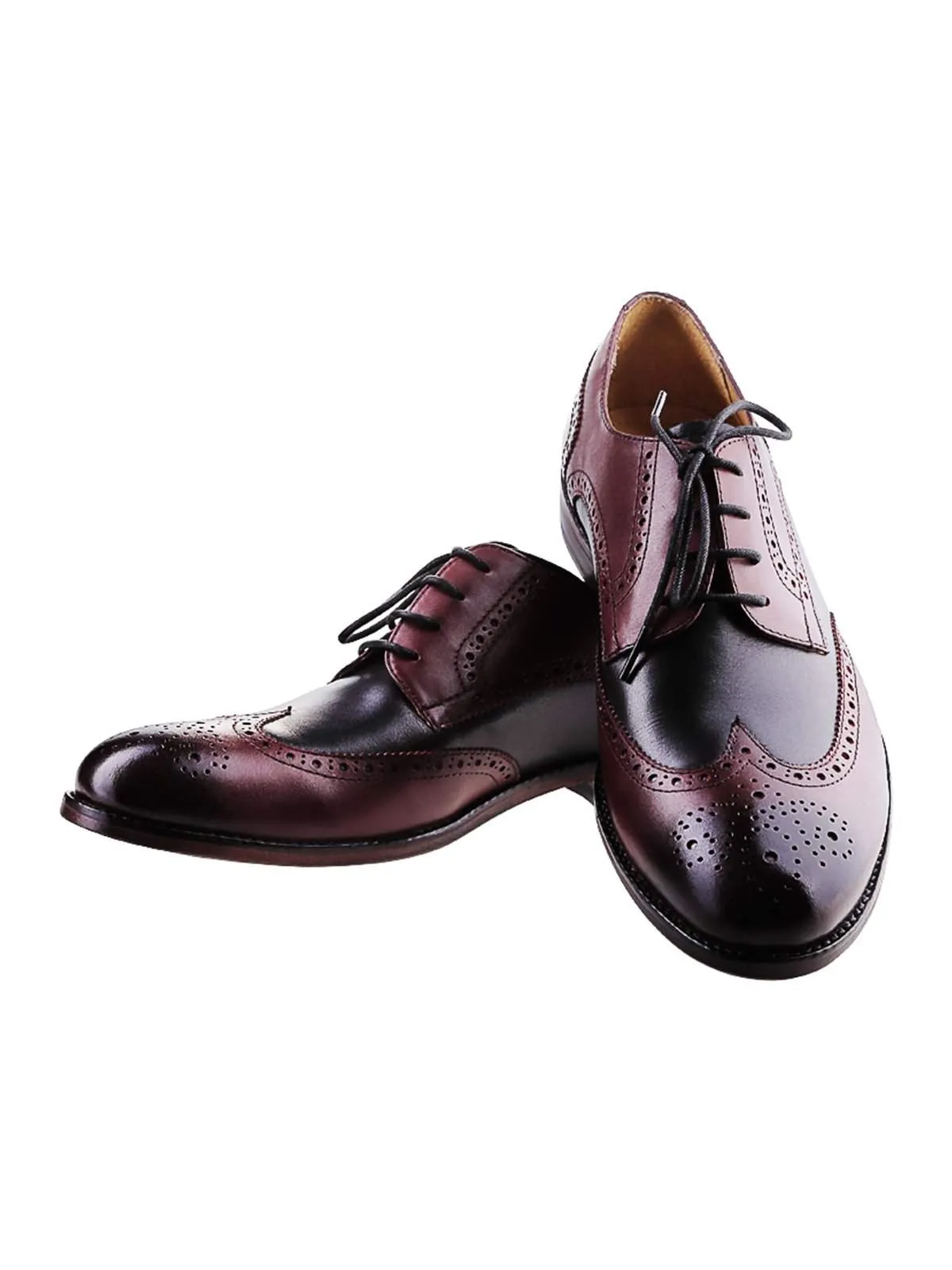 Heimdall Loki Wingtip Derby Two Tone Black Dark Burgundy