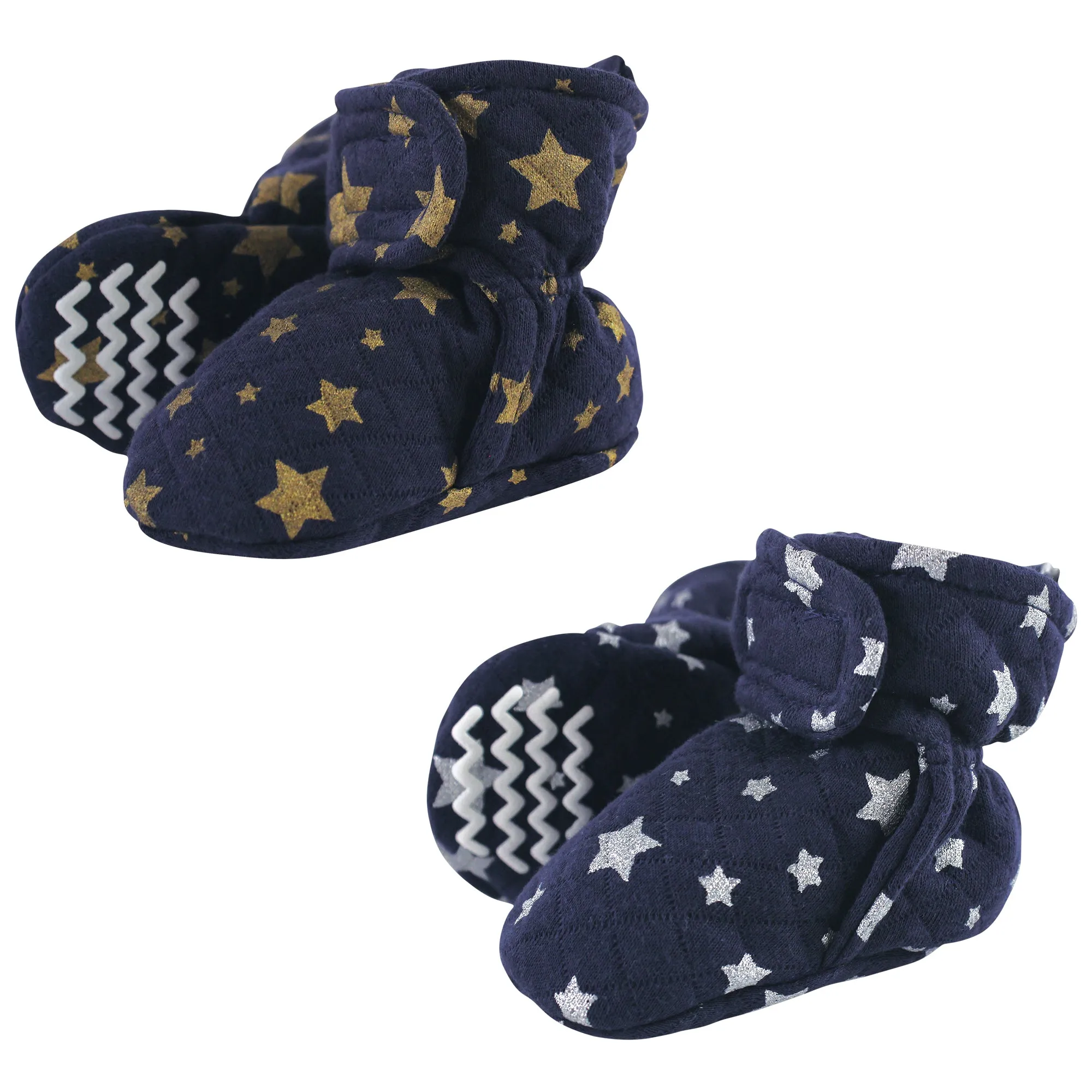 Hudson Baby Quilted Booties, Metallic Stars