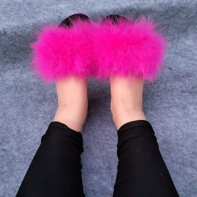 “Icon dolls” aqua collection fur fluffy fuzzy slides slippers