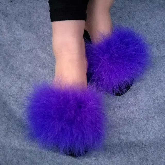 “Icon dolls” aqua collection fur fluffy fuzzy slides slippers