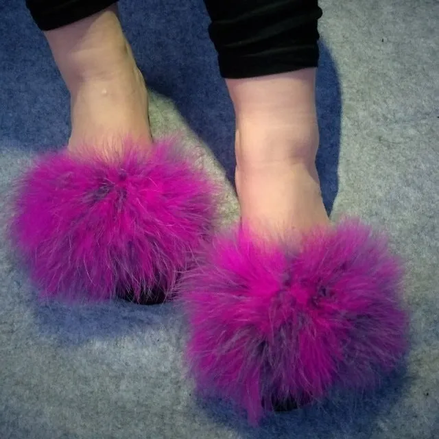 “Icon dolls” aqua collection fur fluffy fuzzy slides slippers