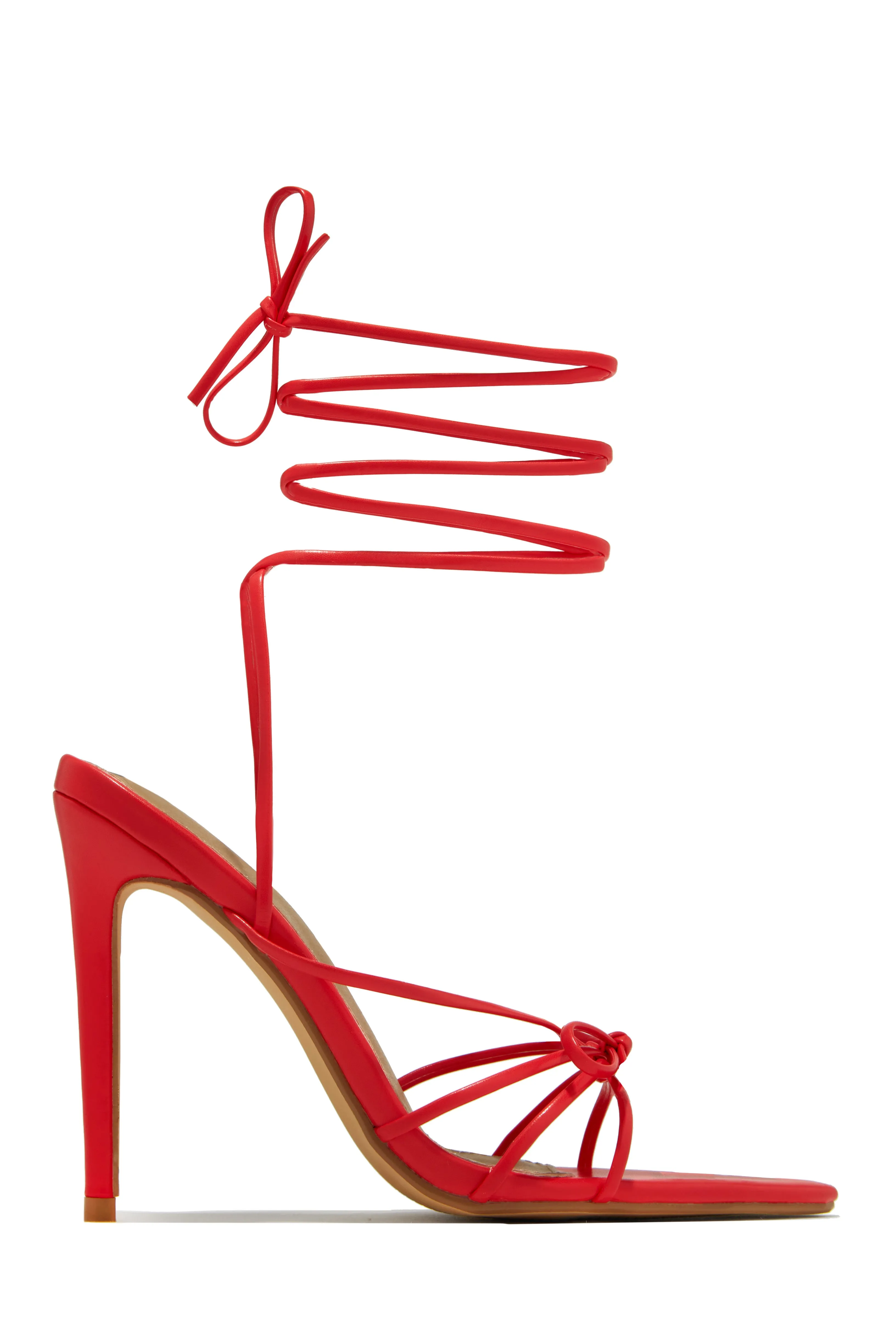 Joelle Lace Up High Heels - Red