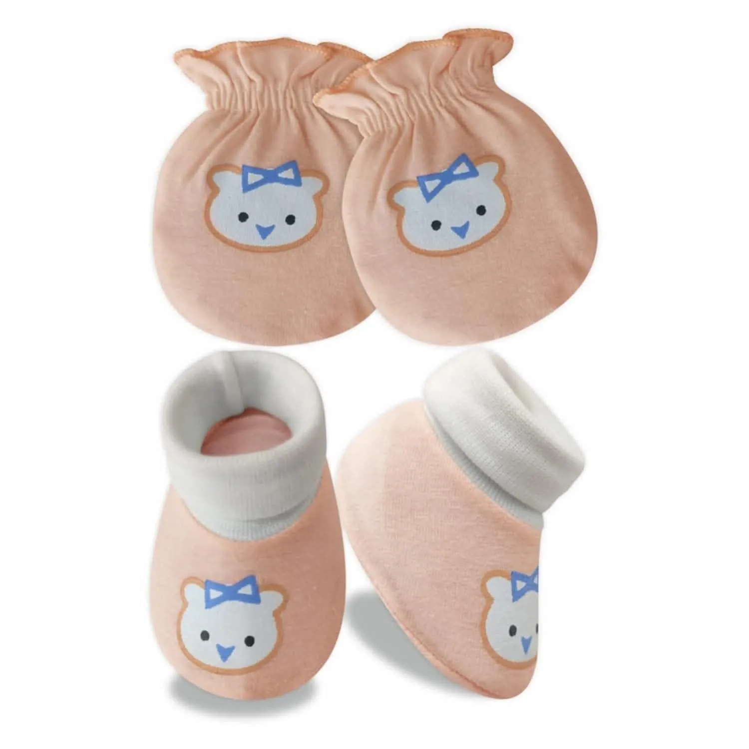 KIDS AND BEBS New Born Baby Mitten And Booties Set ( light orange )