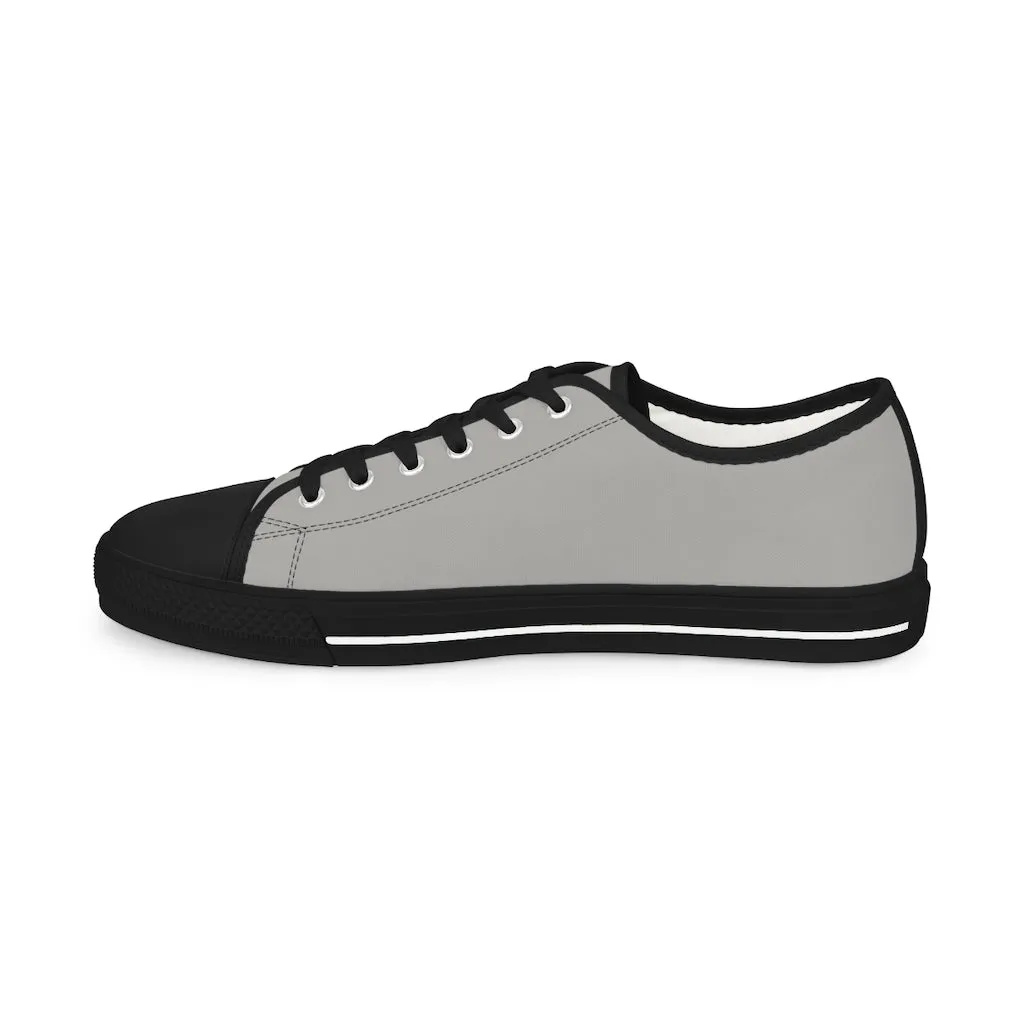 Light Grey Color Men's Sneakers, Best Solid Grey Color Men's Low Top Sneakers Running Canvas Shoes