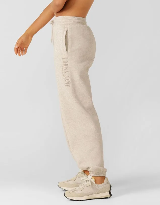 Lorna Jane Lounge Fleece Trackpant - Oat Marl