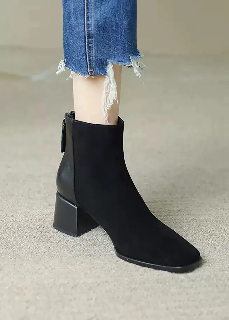 Margot Square Toe Suede Leather Booties