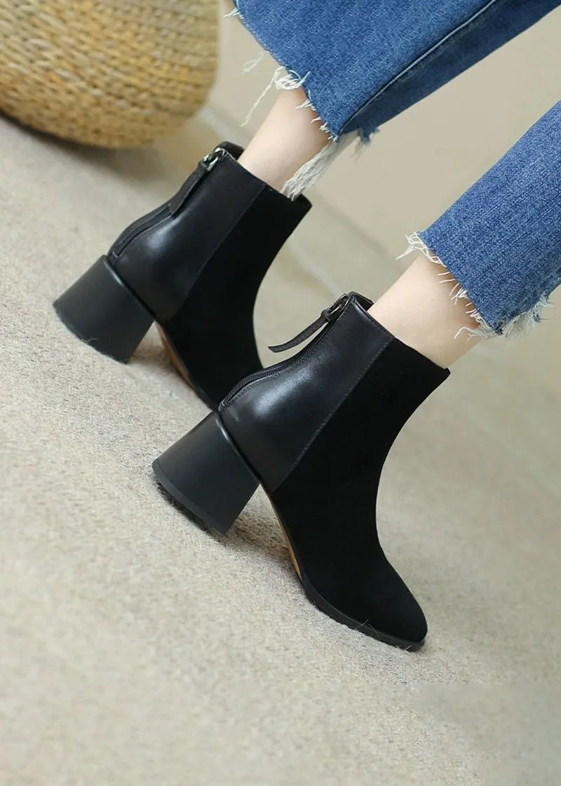 Margot Square Toe Suede Leather Booties