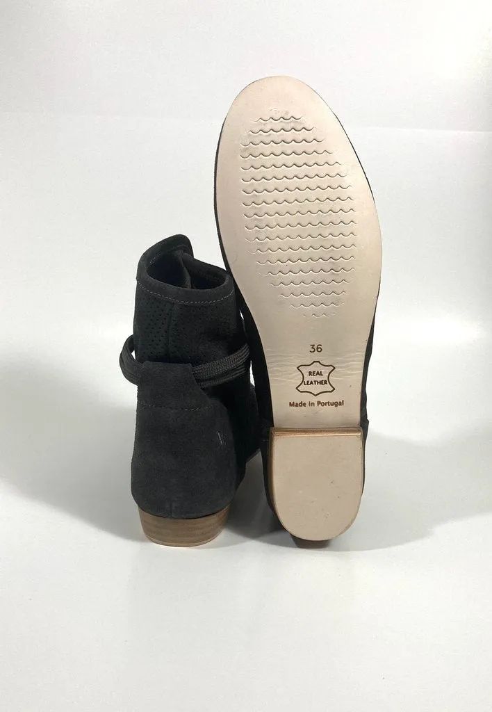 Marine Lauren, Ella, Black Suede, Flat Heel, Hard Leather Soles