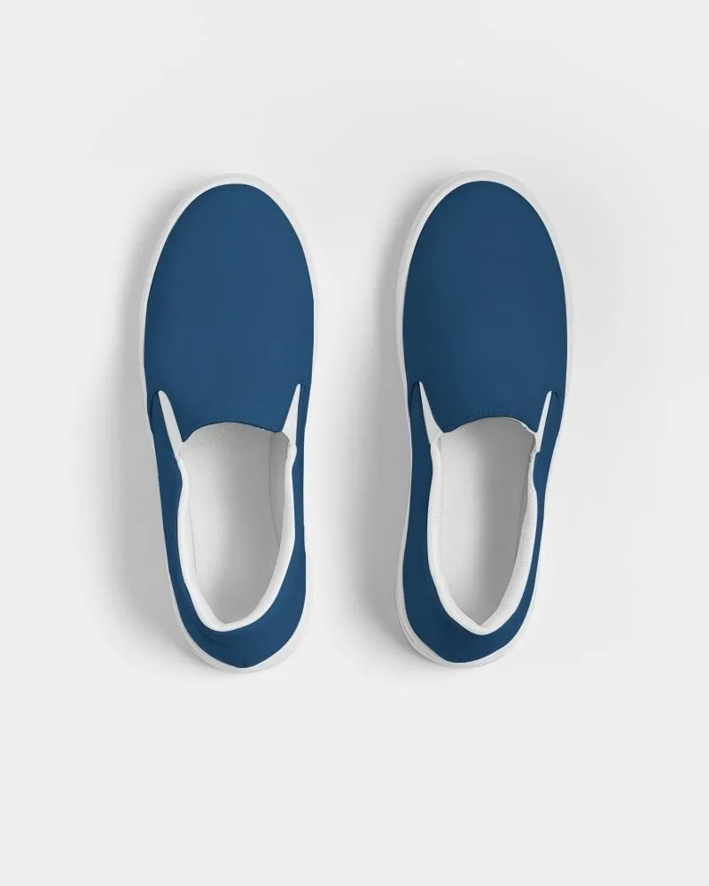 Medium Dark Blue Slip-On Canvas Sneakers | Men's | Medium Dark Pure Blue | C100M50Y0K60