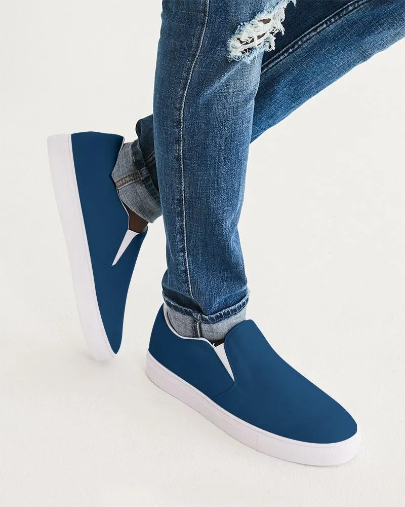 Medium Dark Blue Slip-On Canvas Sneakers | Men's | Medium Dark Pure Blue | C100M50Y0K60