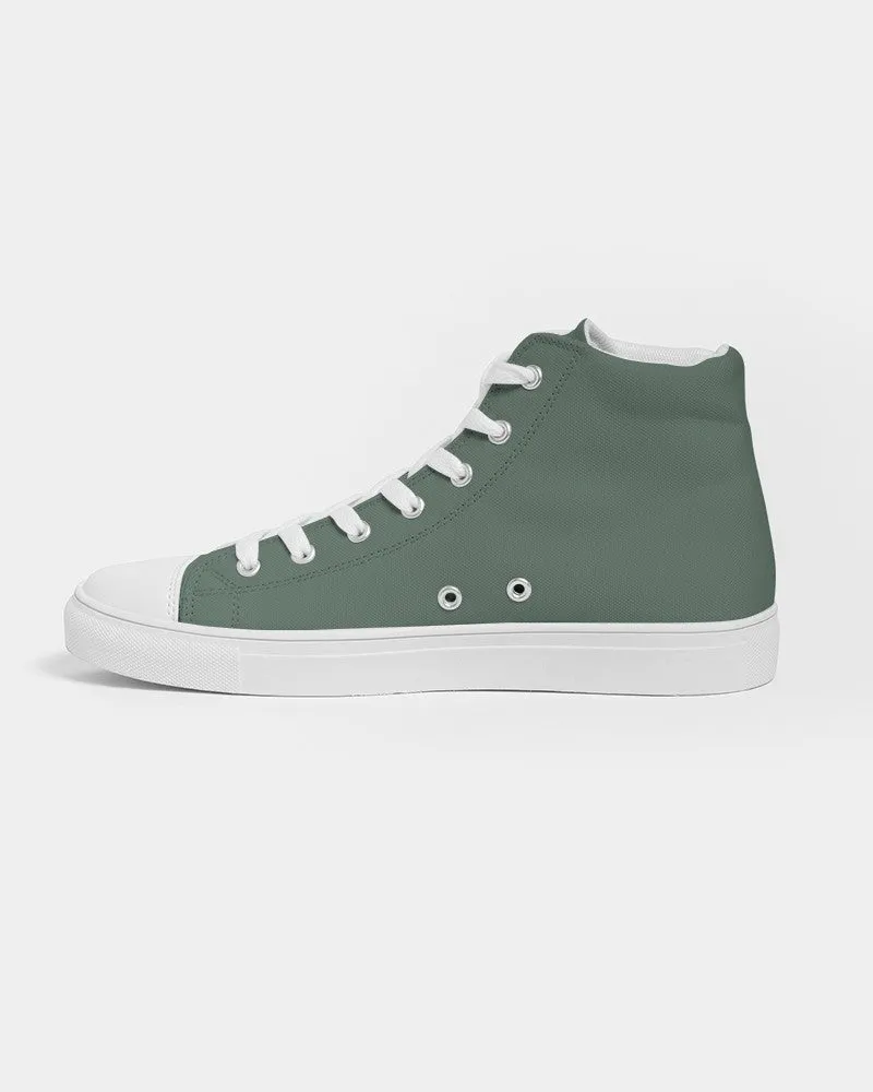 Medium Dark Green Men's High-top Canvas Sneakers | Men's | Medium Dark Pale Pastel Green | C30M0Y30K60