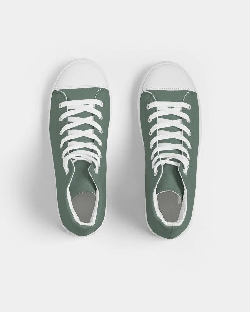 Medium Dark Green Men's High-top Canvas Sneakers | Men's | Medium Dark Pale Pastel Green | C30M0Y30K60