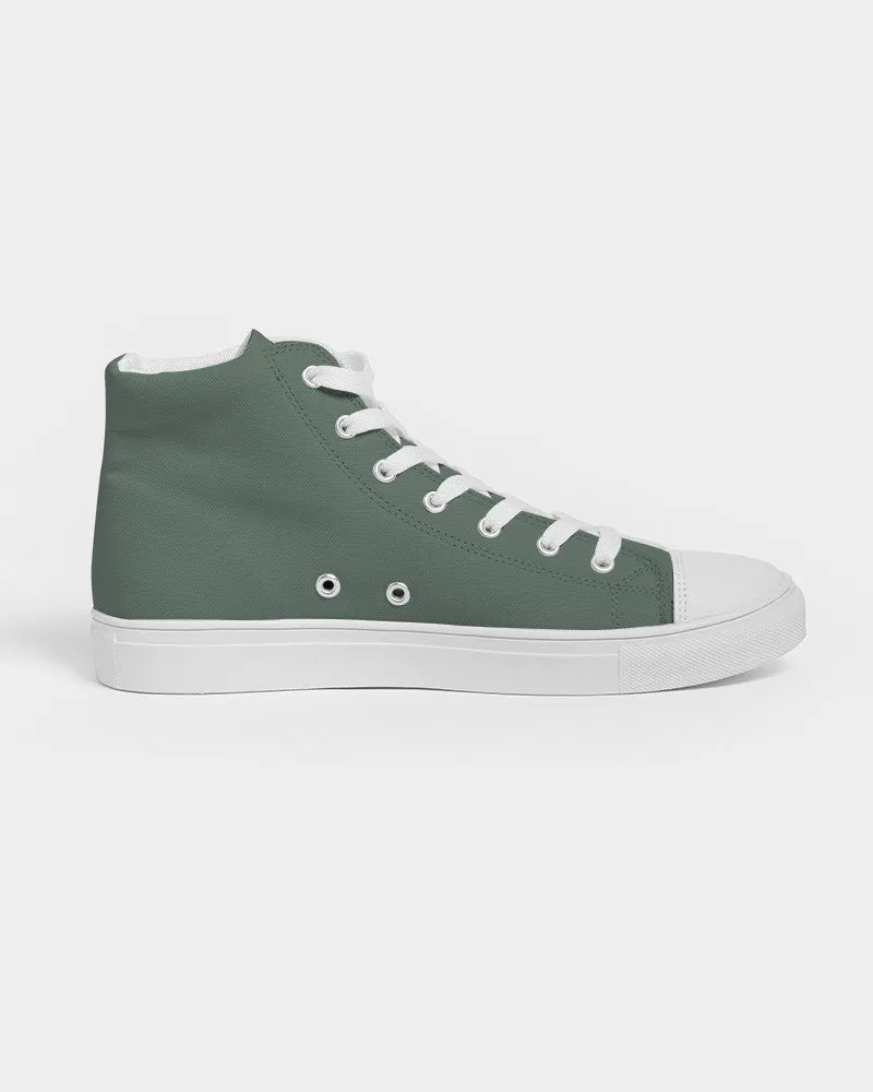 Medium Dark Green Men's High-top Canvas Sneakers | Men's | Medium Dark Pale Pastel Green | C30M0Y30K60