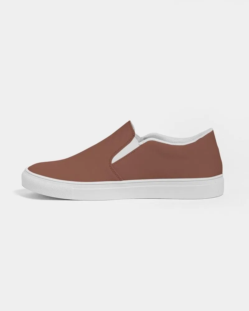 Medium Dark Red Brown Slip-On Canvas Sneakers | Men's | Medium Dark Pastel Red Brown | C0M60Y60K60