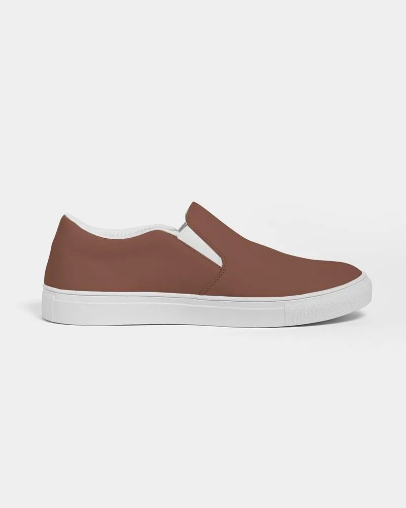 Medium Dark Red Brown Slip-On Canvas Sneakers | Men's | Medium Dark Pastel Red Brown | C0M60Y60K60