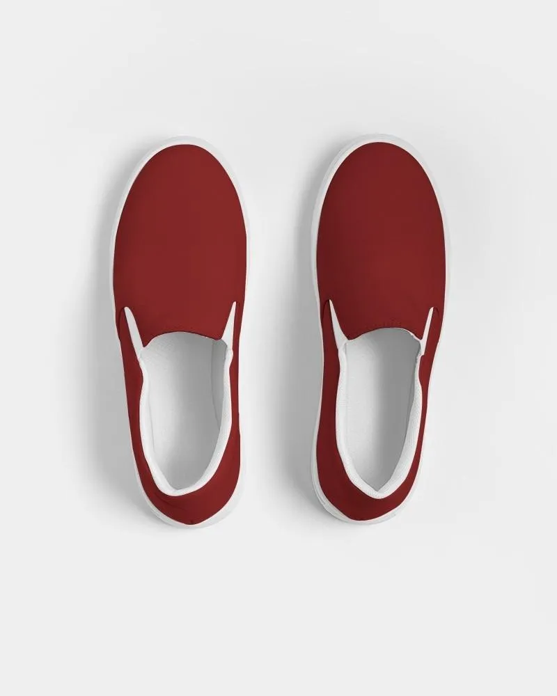 Medium Dark Red Slip-On Canvas Sneakers | Men's | Medium Dark Pure Red | C0M100Y100K60