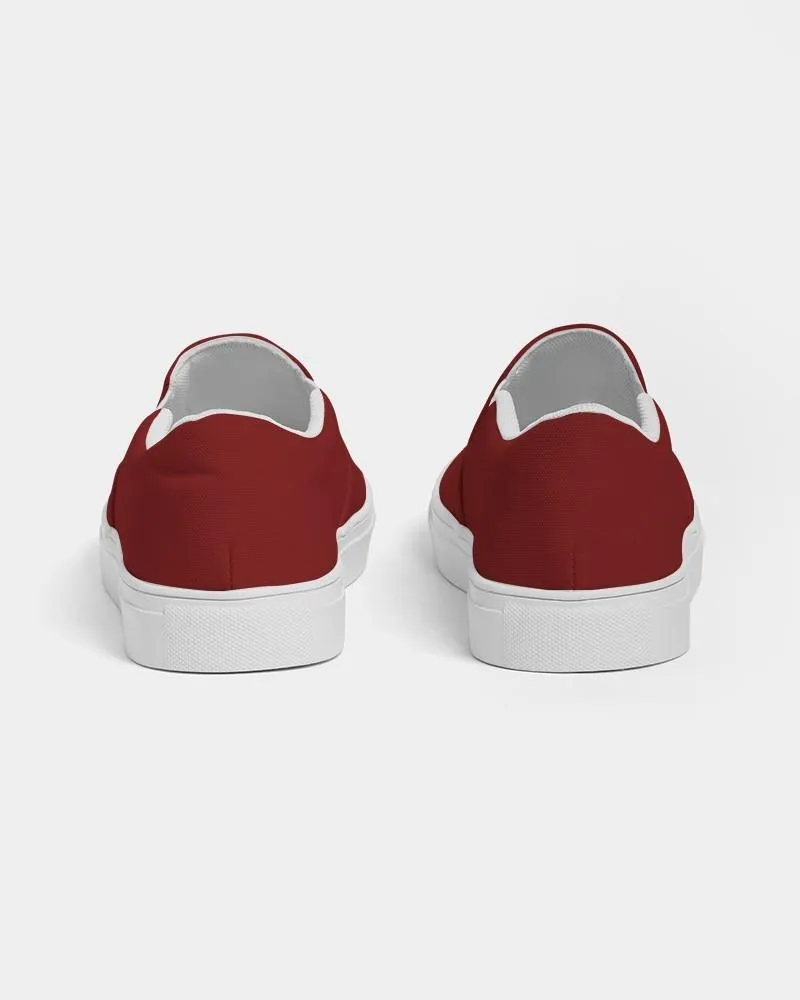 Medium Dark Red Slip-On Canvas Sneakers | Men's | Medium Dark Pure Red | C0M100Y100K60