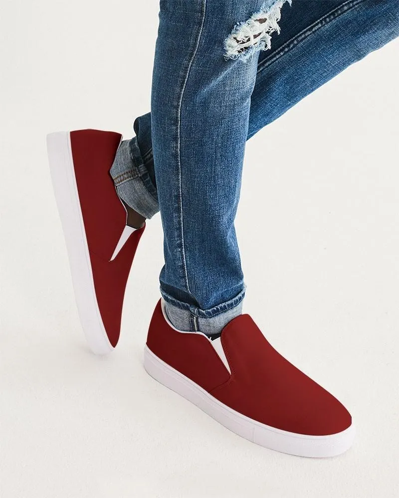 Medium Dark Red Slip-On Canvas Sneakers | Men's | Medium Dark Pure Red | C0M100Y100K60