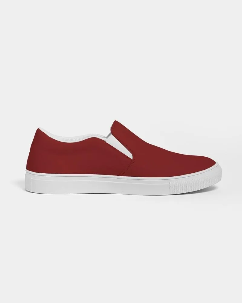 Medium Dark Red Slip-On Canvas Sneakers | Men's | Medium Dark Pure Red | C0M100Y100K60