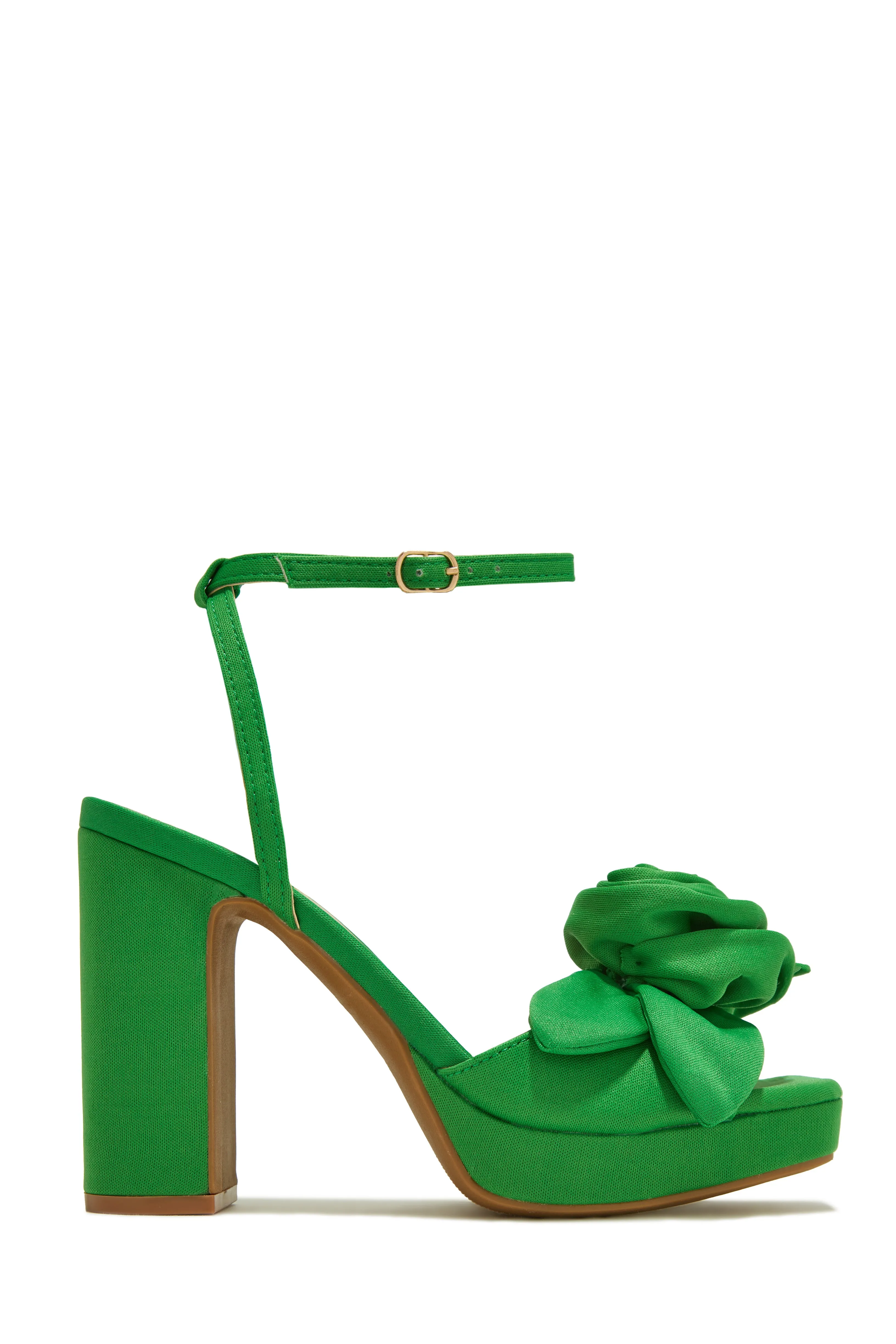 Michelle Platform Block High Heels - Green