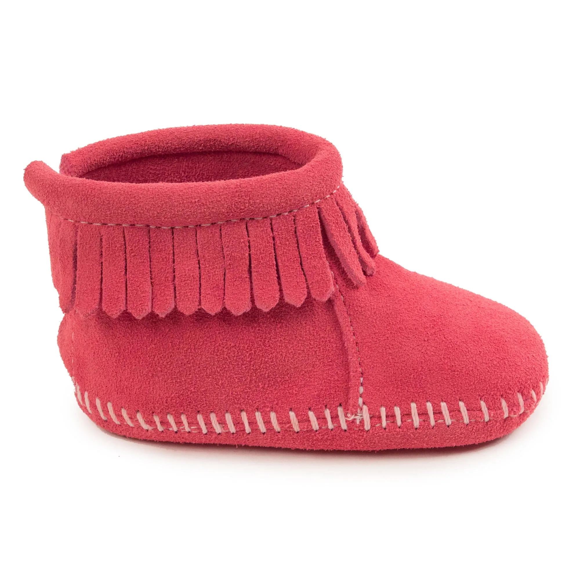 Minnetonka® Infant Genuine Leather Back Flap Bootie Moccasins