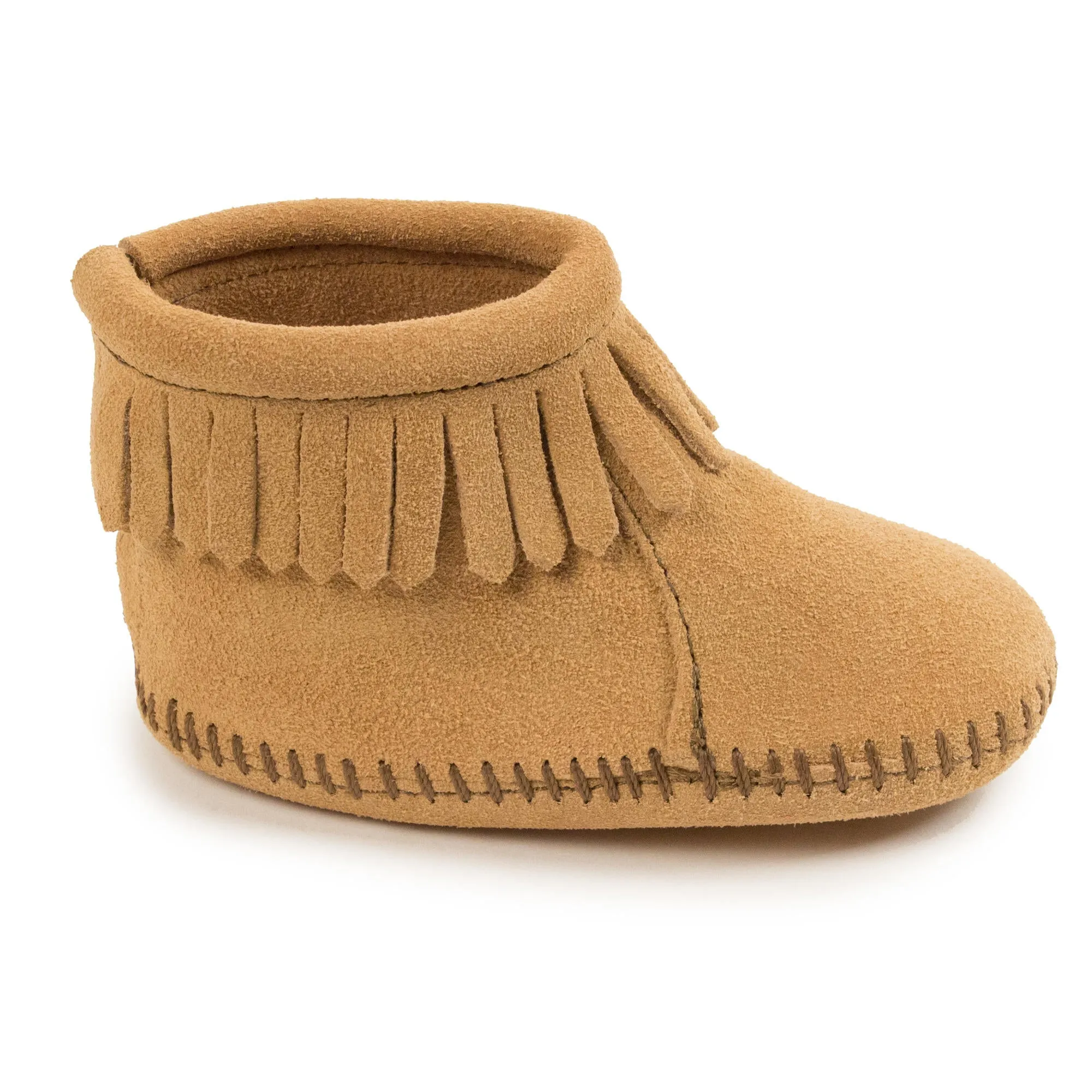 Minnetonka® Infant Genuine Leather Back Flap Bootie Moccasins