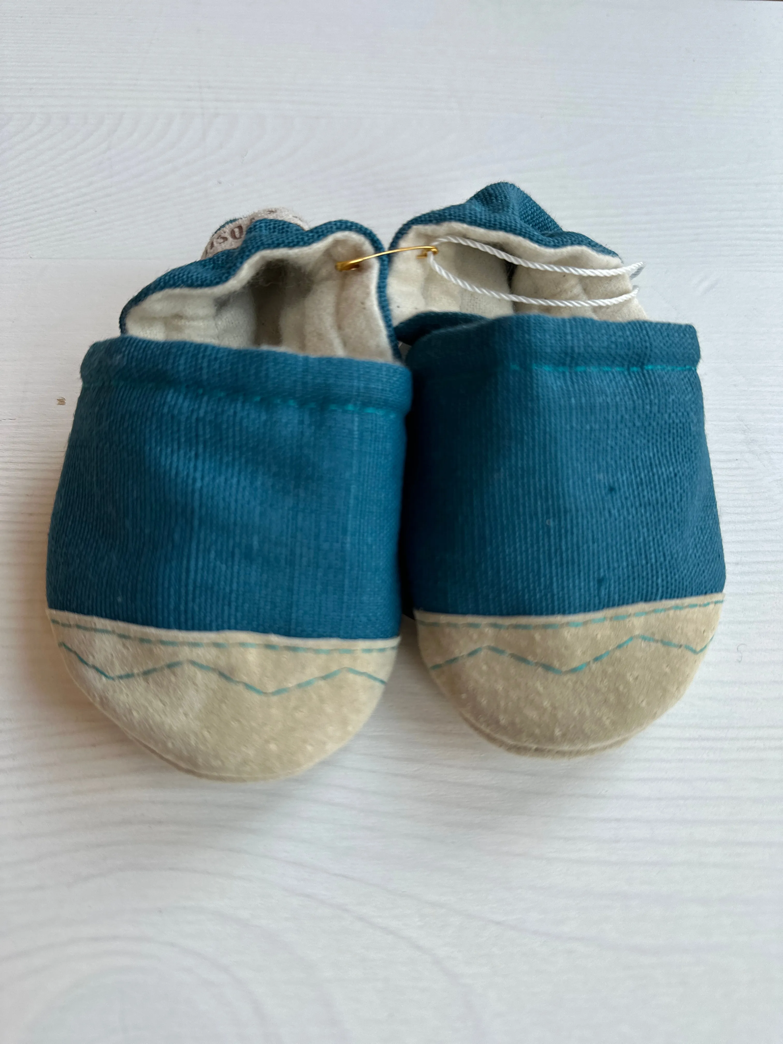 Natural linen Soft Soled Shoes - Teal