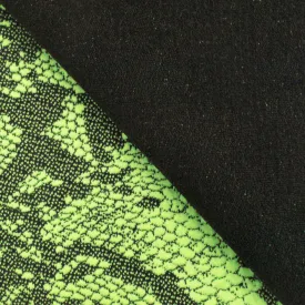 Neon Green-Black Famous Maker Stretch Reptile Jacquard Yoga Knit Fabric