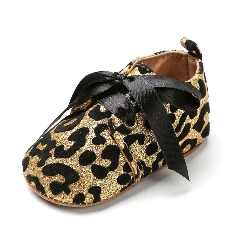 Newborn Baby Shoes Sparkly Soft Soled Baby Shoes 0-1Y Sequin Leopard Baby Shoes Wholesale