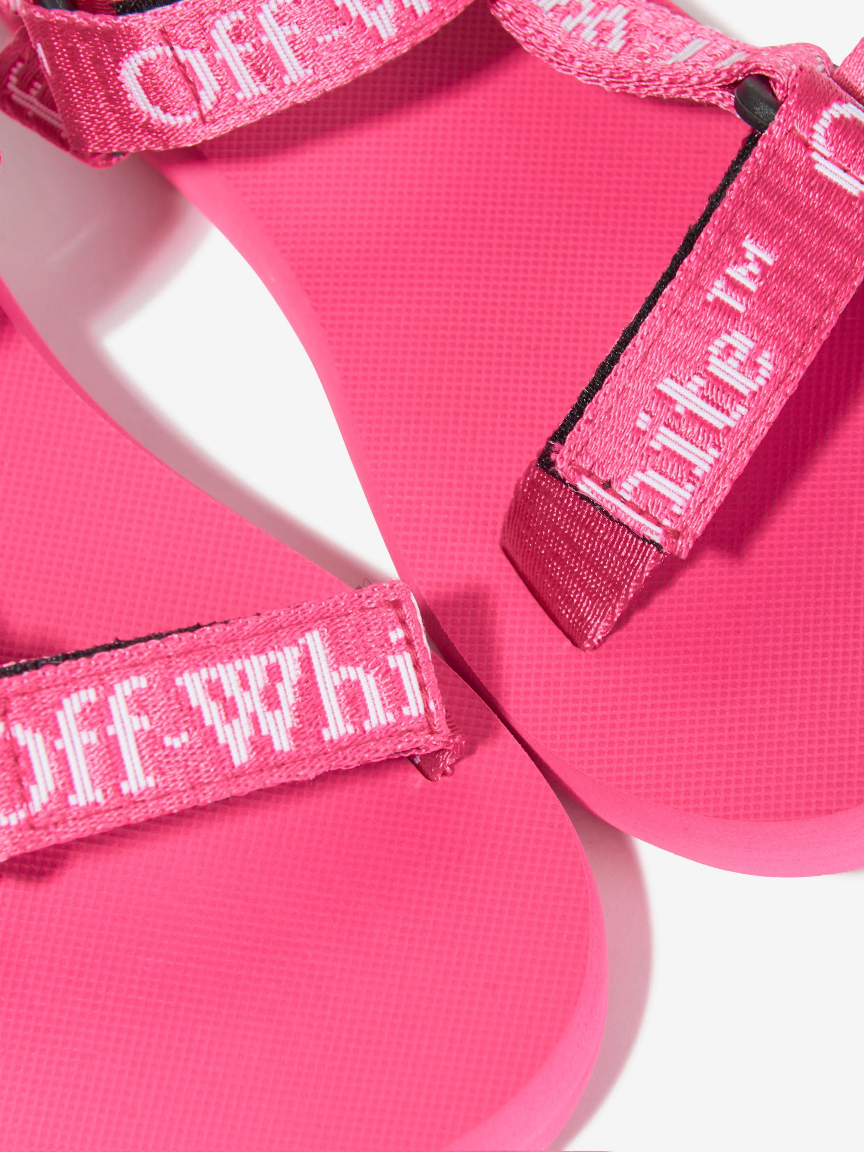 Off-White Girls Bookish Logo Band Trek Sandals in Pink