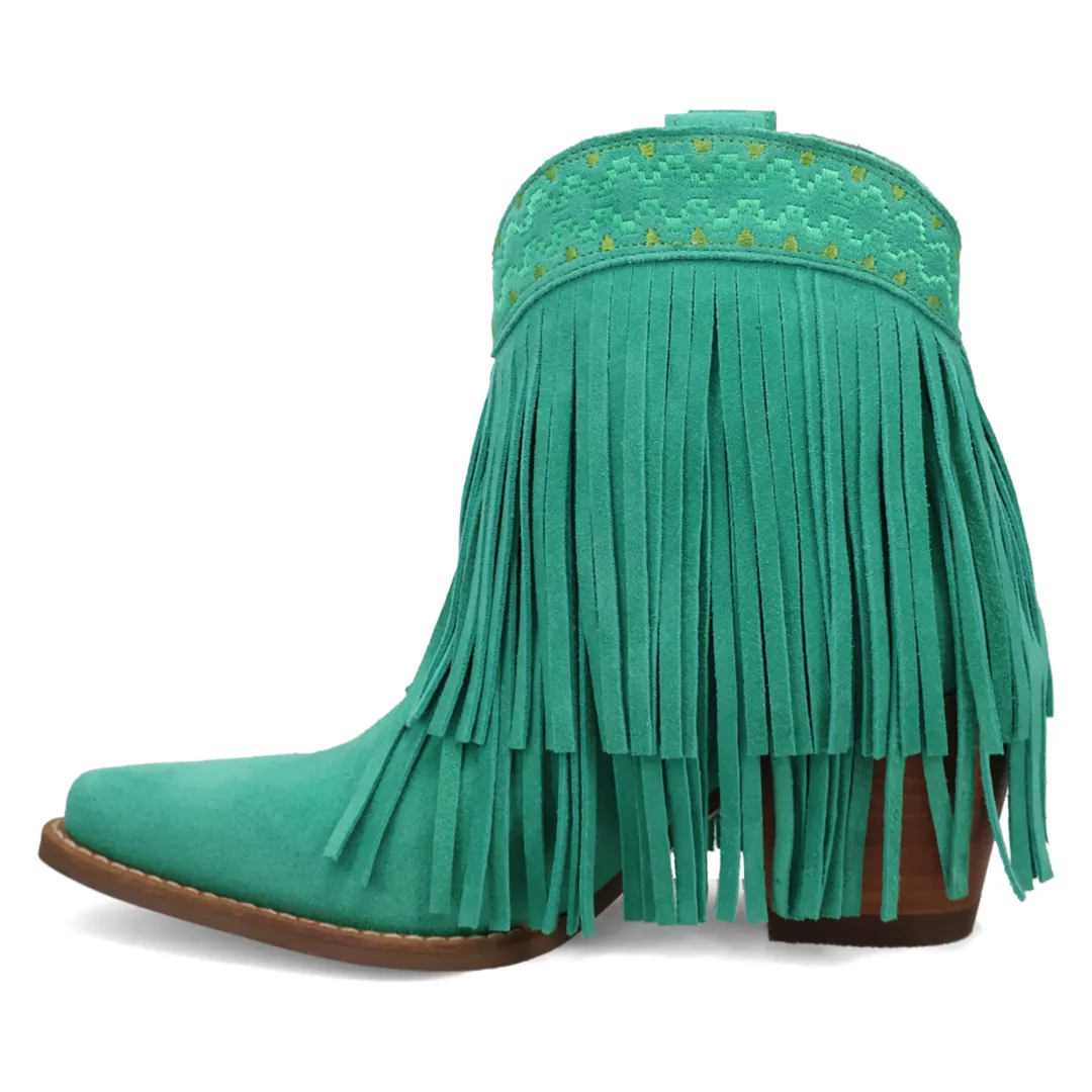 Online Exclusive | Dingo | Tapadero Suede Leather Bootie in Green ** PREORDER