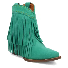 Online Exclusive | Dingo | Tapadero Suede Leather Bootie in Green ** PREORDER