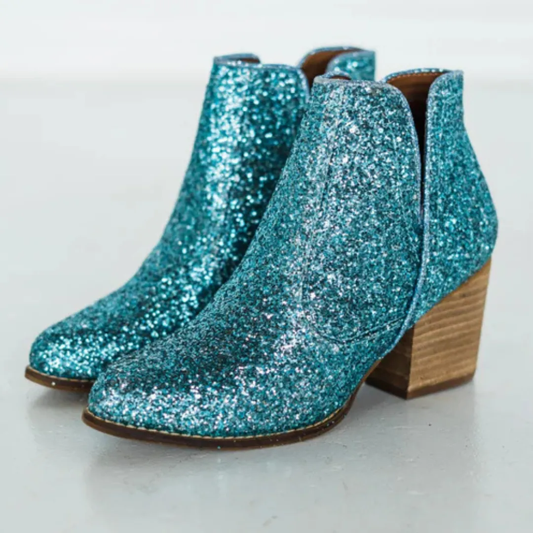 Online Exclusive | Fiera Glitter Booties in Blue