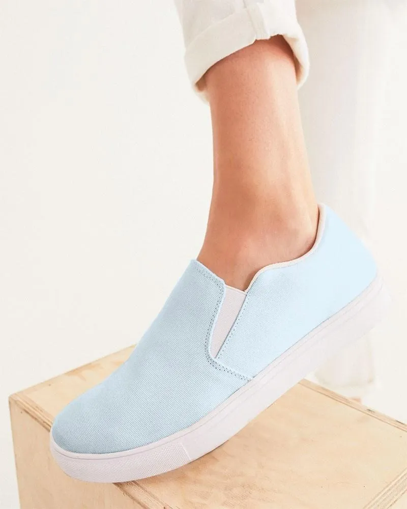 Pale Cyan Slip-On Canvas Sneakers | Women's | Bright Pale Cyan | C10M0Y0K0