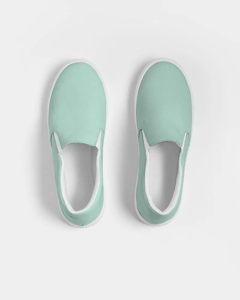 Pale Pastel Cool Green Slip-On Canvas Sneakers | Men's | Bright Pale Pastel Cool Green | C30M0Y22K0