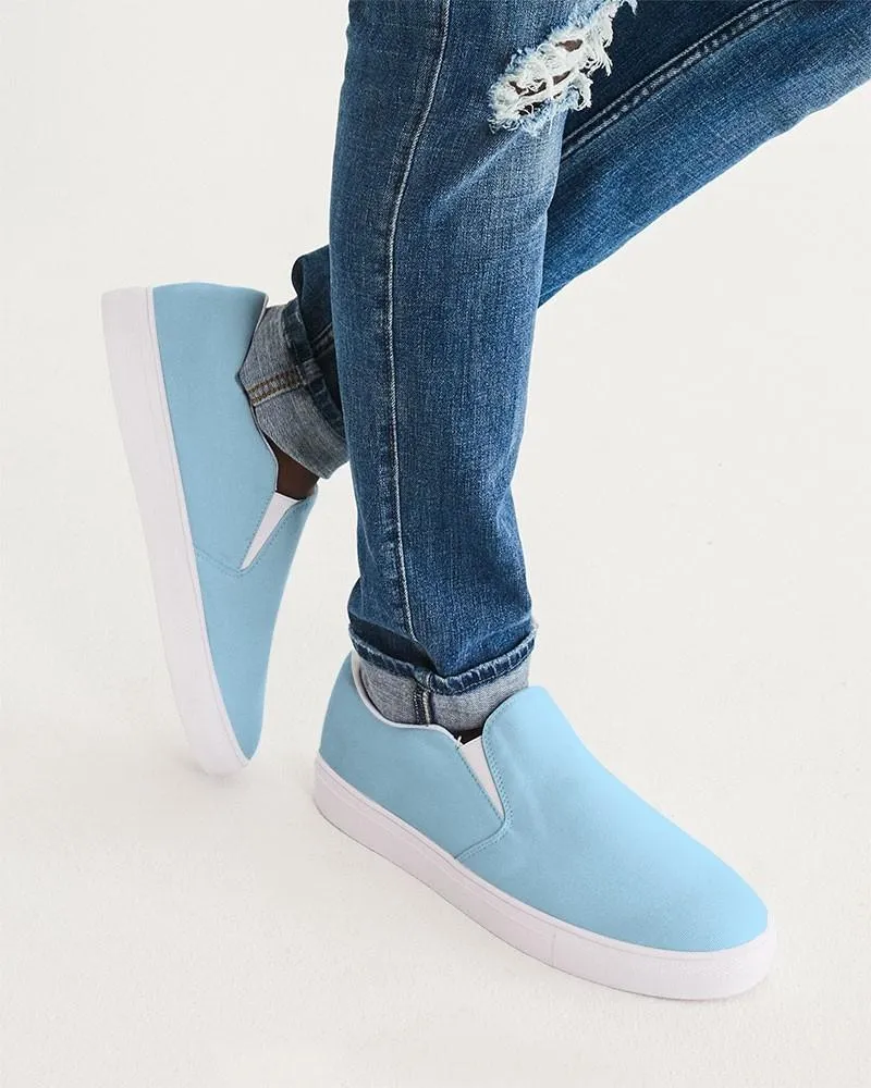 Pale Pastel Cyan Slip-On Canvas Sneakers | Men's | Bright Pale Pastel Cyan | C30M0Y0K0