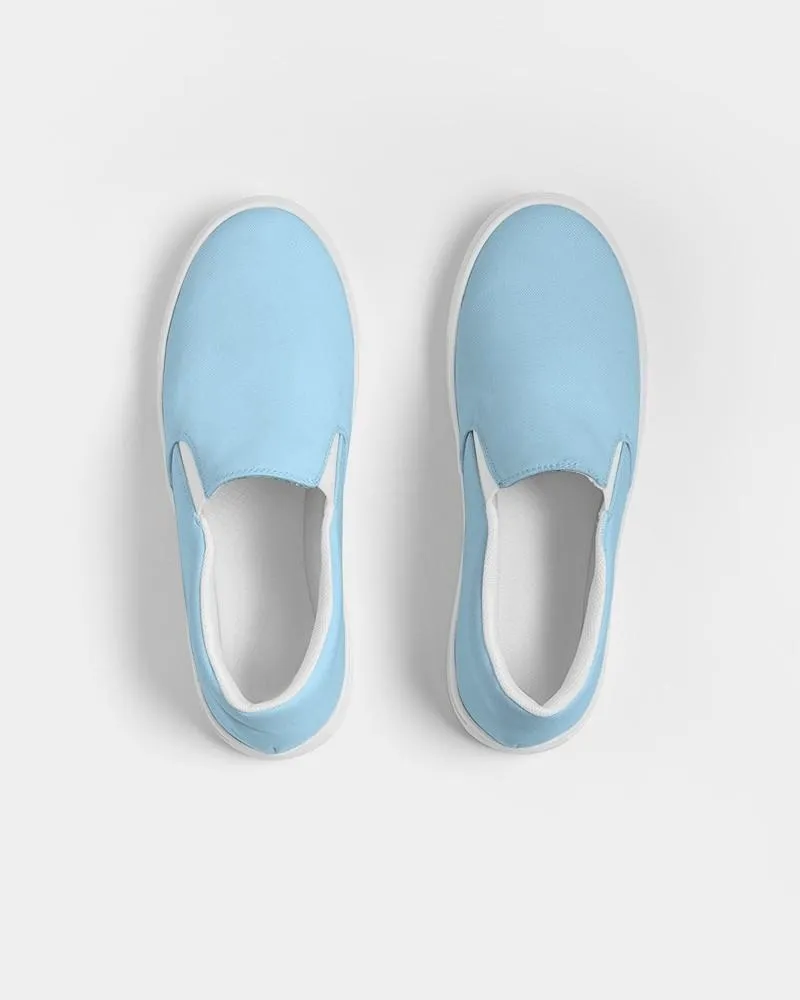 Pale Pastel Cyan Slip-On Canvas Sneakers | Men's | Bright Pale Pastel Cyan | C30M0Y0K0