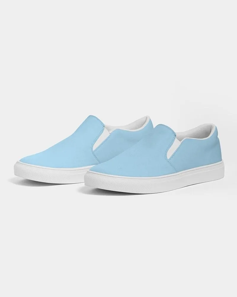 Pale Pastel Cyan Slip-On Canvas Sneakers | Men's | Bright Pale Pastel Cyan | C30M0Y0K0