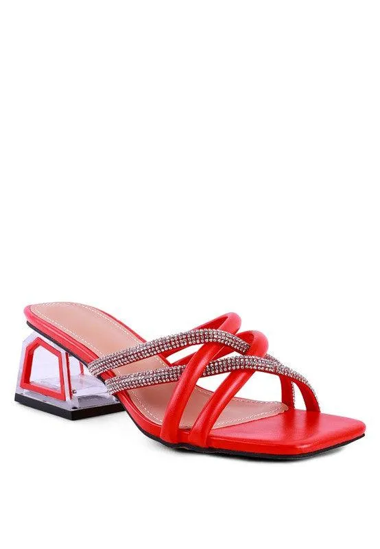 Parisian Cut Out Heel Diamante Sandals