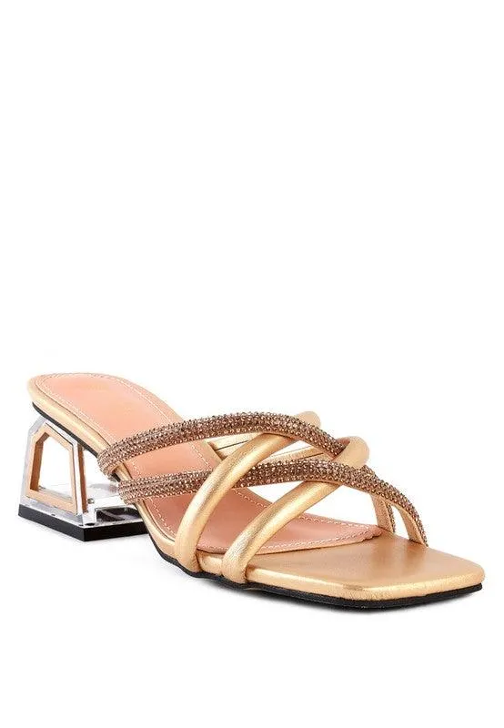 Parisian Cut Out Heel Diamante Sandals