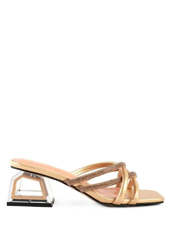 Parisian Cut Out Heel Diamante Sandals