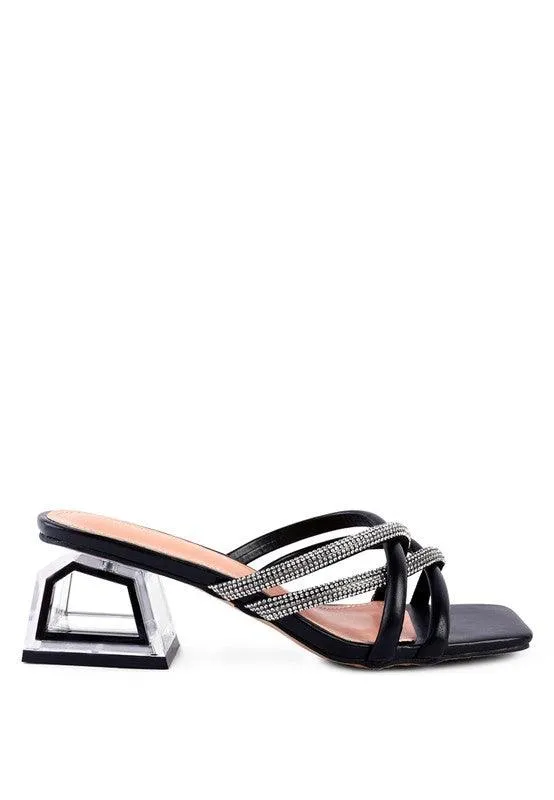 Parisian Cut Out Heel Diamante Sandals