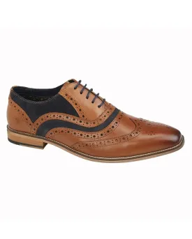 Roamers Mens Tan Leather & Navy Suede Oxford Shoes