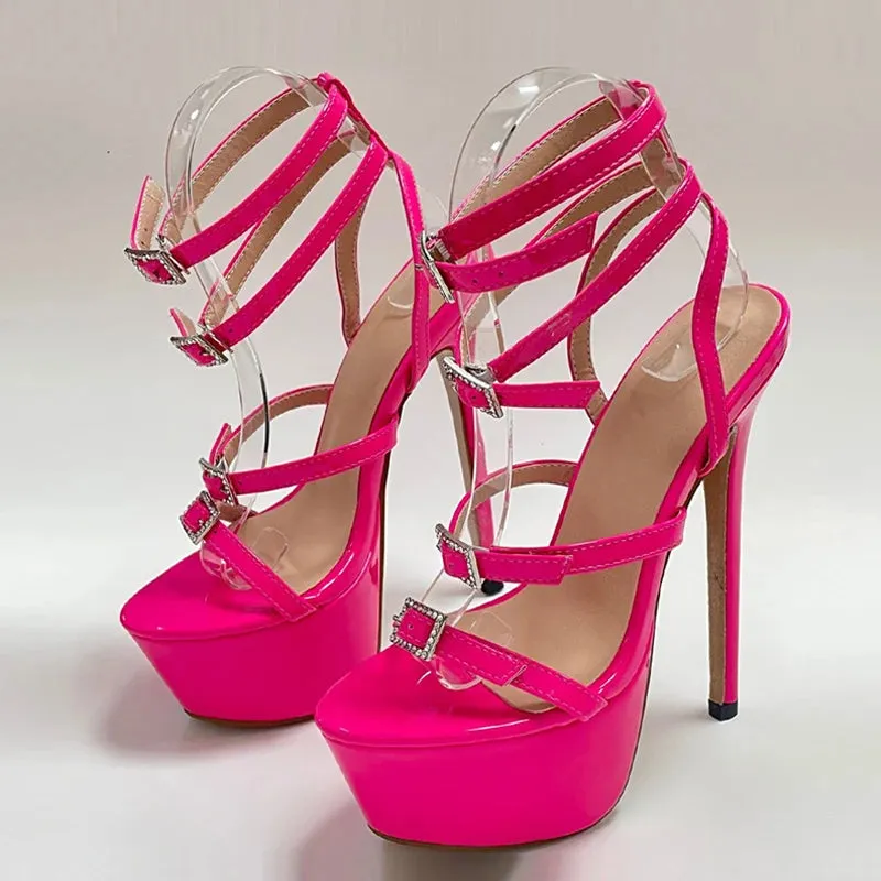 Runway Style buckle detail High Heel sandals