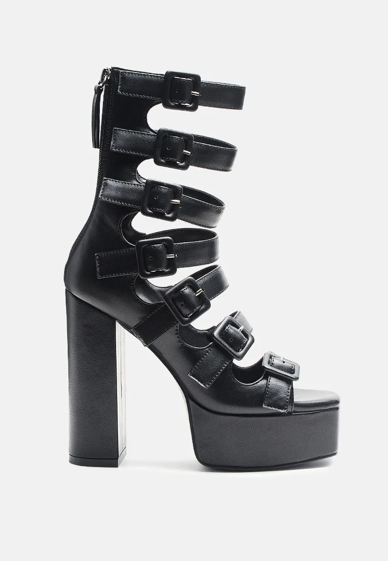 Sarouchi Caged Gladiator Platform Sandals