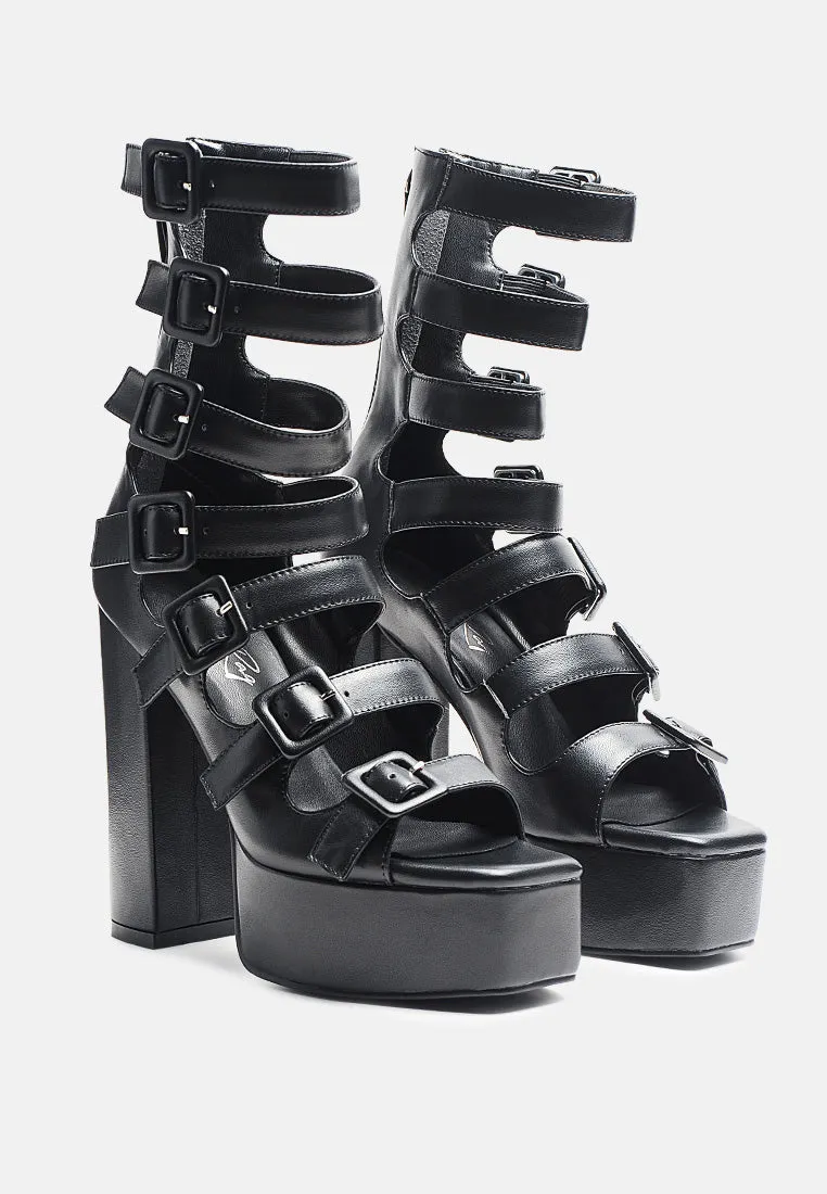 Sarouchi Caged Gladiator Platform Sandals