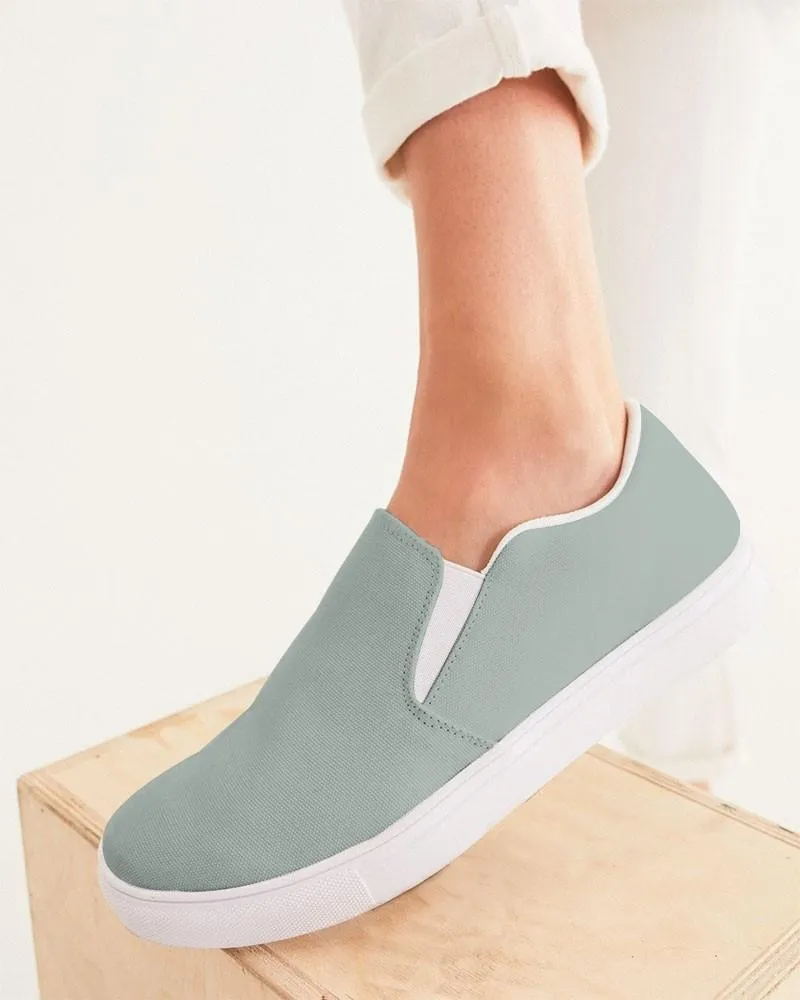 Shaded Pale Green Gray Slip-On Canvas Sneakers | Women's | C10M0Y10K30