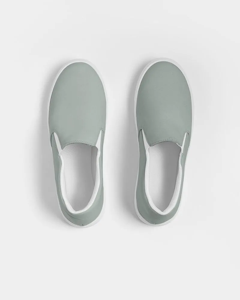 Shaded Pale Green Gray Slip-On Canvas Sneakers | Women's | C10M0Y10K30