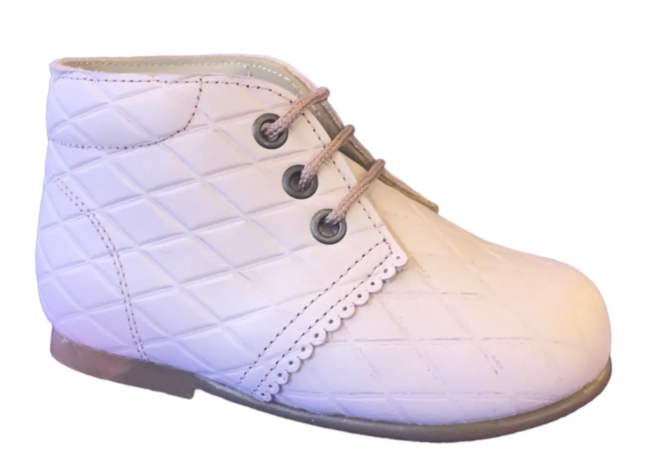 Shawn & Jeffery Baby Pink Stitched Design Leather Booties